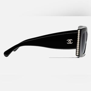 CHANEL 5480 Square Sunglasses with Pearl Embellishments